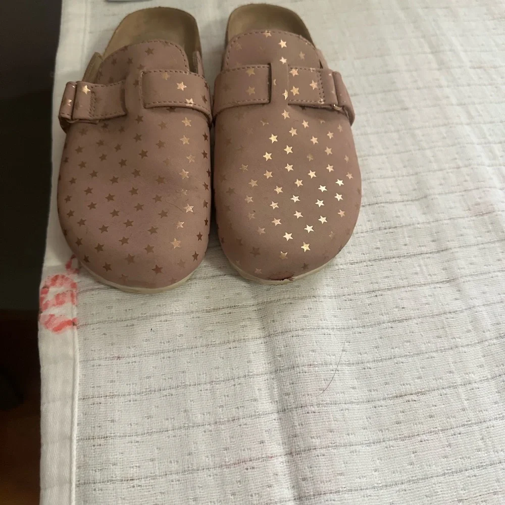 Cat & Jack Girls Pink Perry Slip-On Clogs Shoes Glitter Stars Size 2